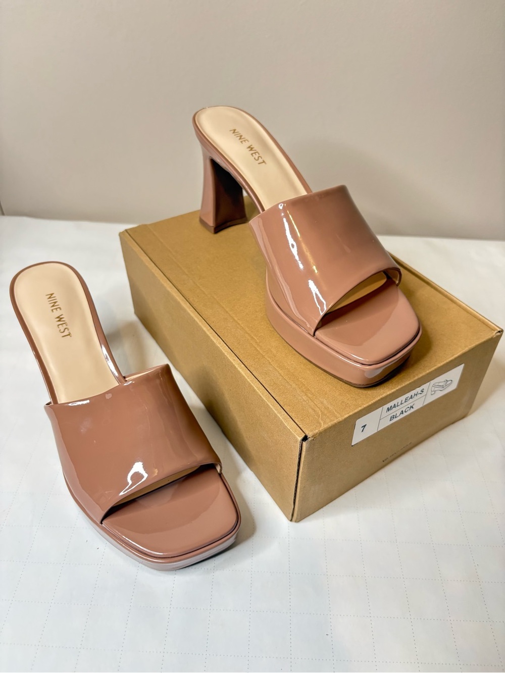 Nine West Bammah sz 11 Blush Pink Slip-On Platform Heel Sandals New No Box (14)
